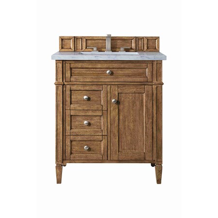 James Martin Vanities Brittany 30in Single Vanity, Saddle Brown w/ 3 CM Arctic Fall Solid Surface Top 650-V30-SBR-3AF